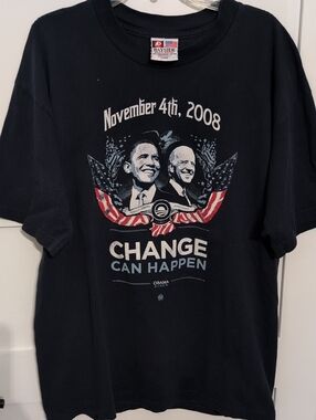 Barack Obama 2008 Change Vintage Tag Heavyweight Election T-shirt LG